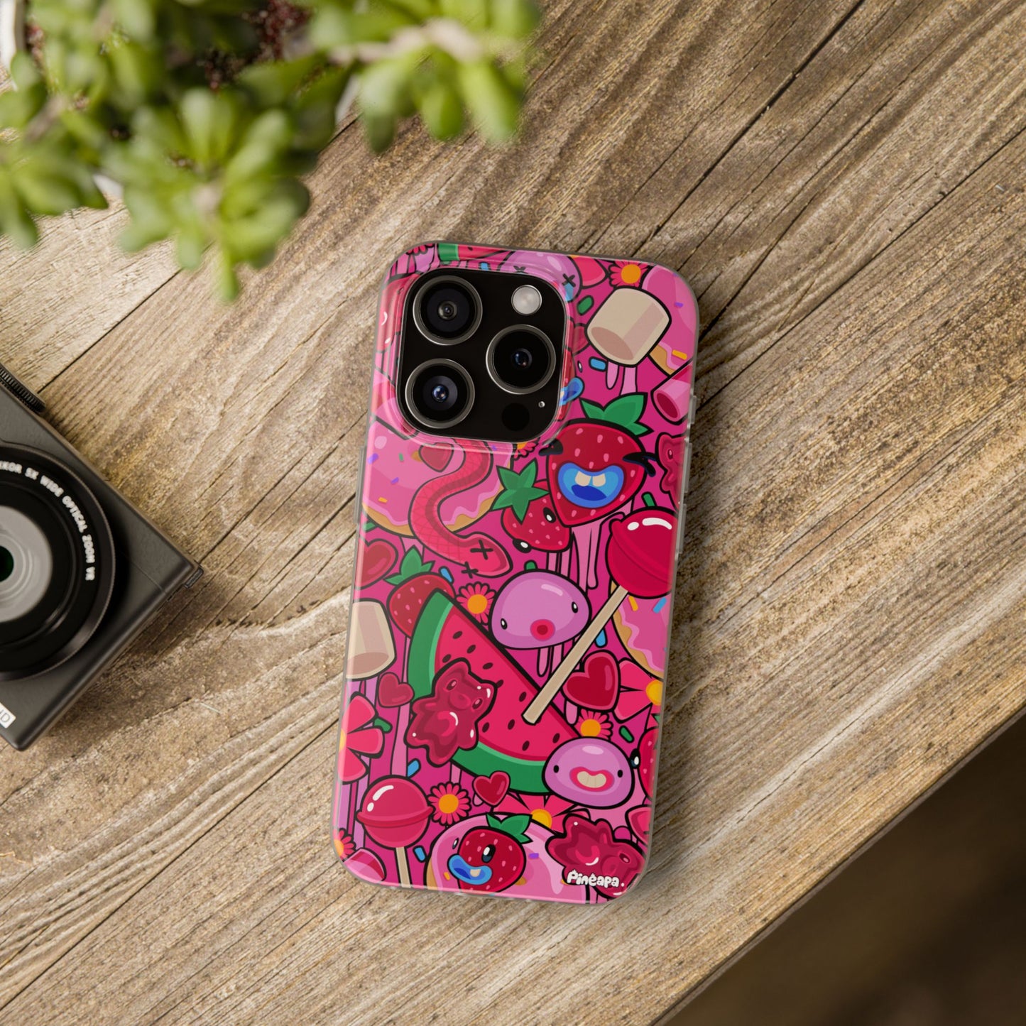 Pink Strawberry Flexi Phone Case