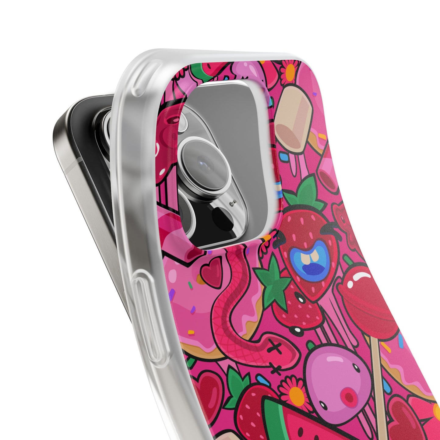 Pink Strawberry Flexi Phone Case
