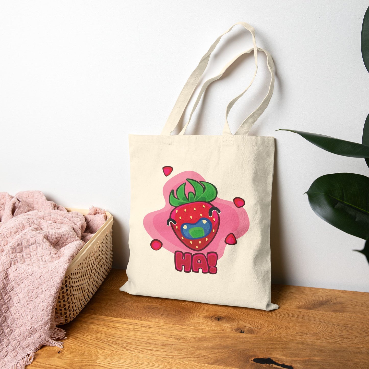 Pink Strawberry Tote Bag