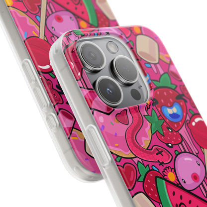Pink Strawberry Flexi Phone Case