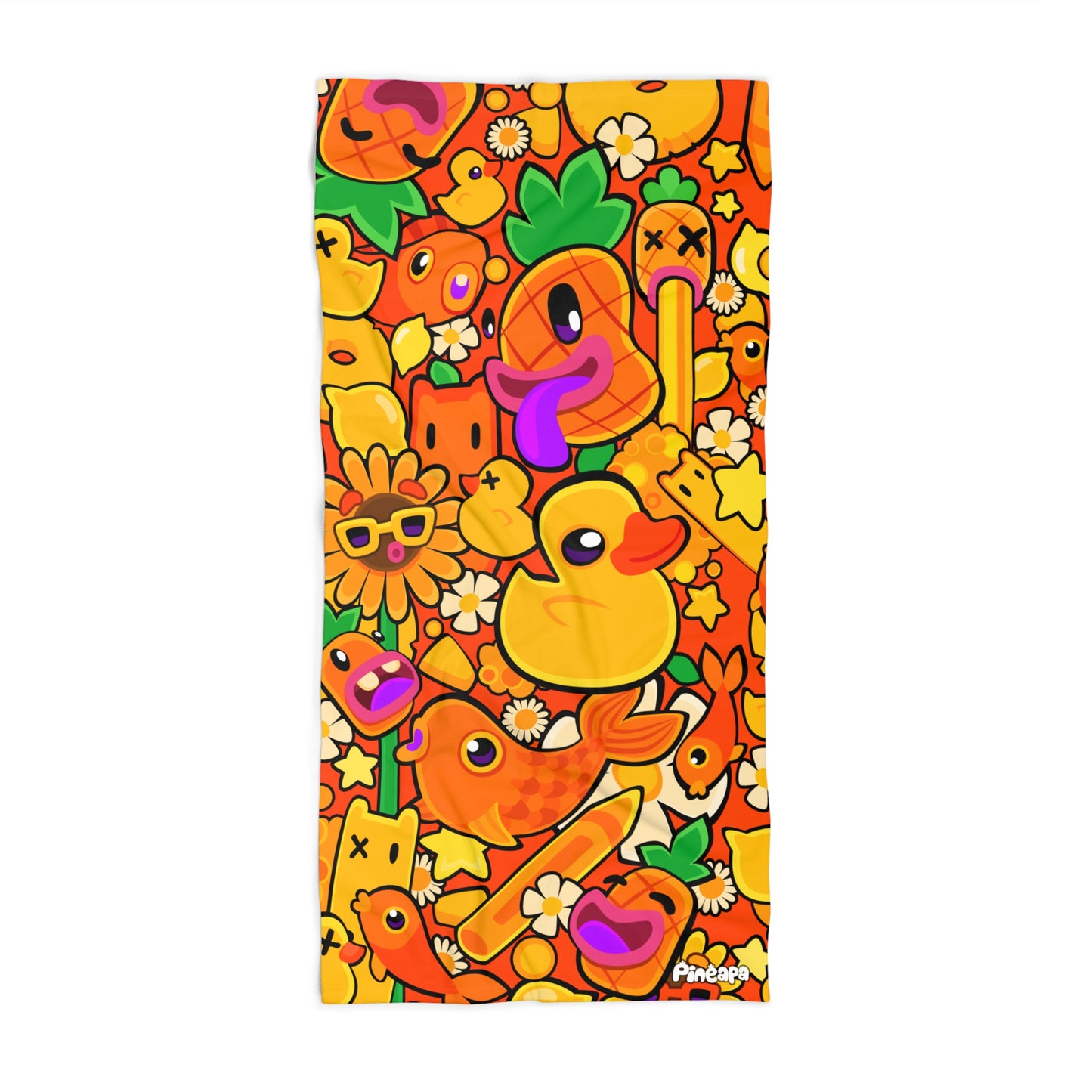 Orange Pineapa Beach Towel
