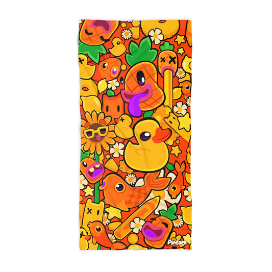 Orange Pineapa Beach Towel
