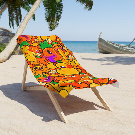Orange Pineapa Beach Towel
